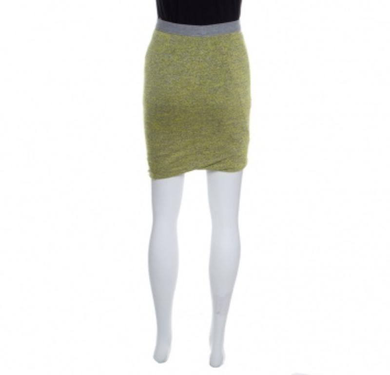 T by Alexander Wang Falda tubo de punto melange amarillo y gris XS en venta 2