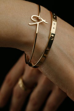 T by Thosay 5 DIAMONDS BANGLE - 14K Gold, Diamant im Brillantschliff