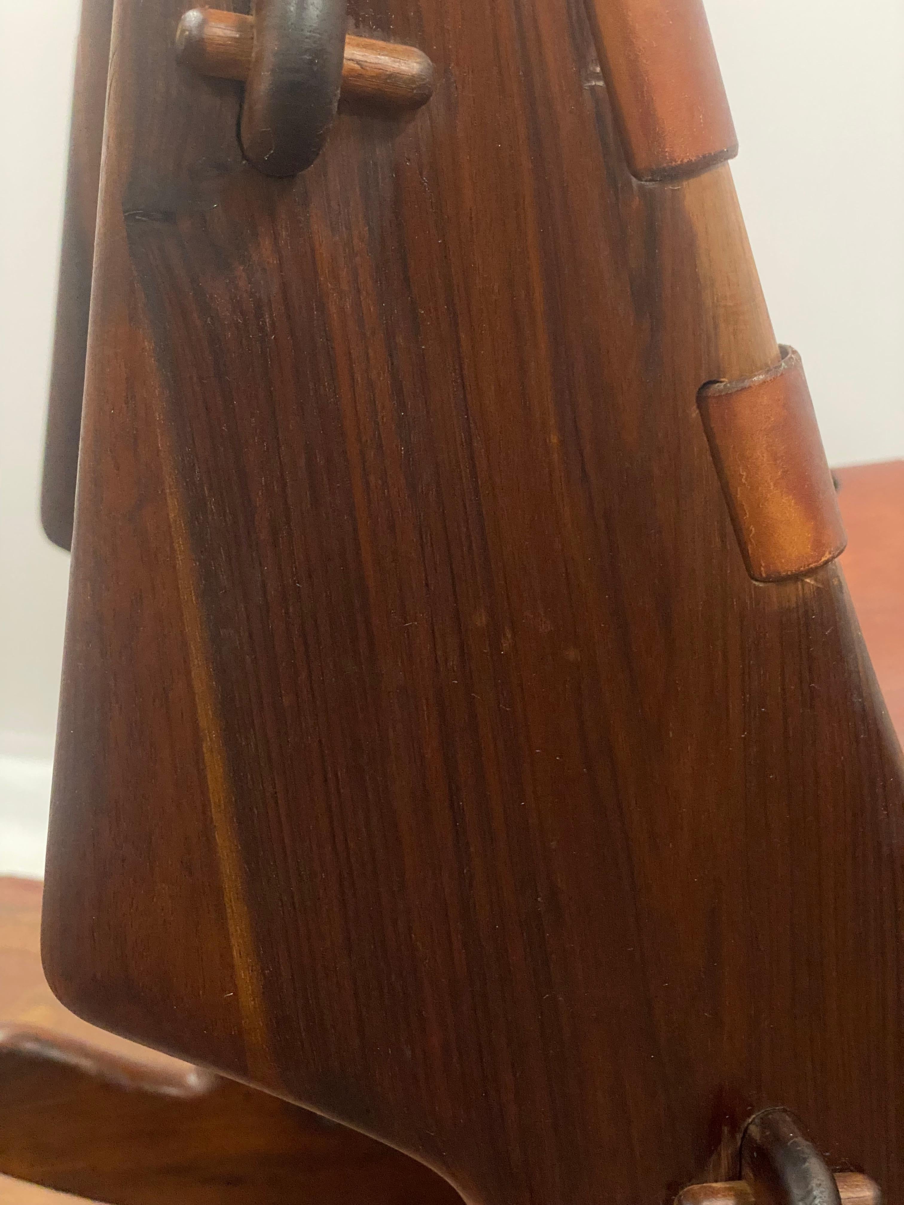 T. Sedia a dondolo Caivinagua in legno di palissandro e pelle dura color cognac in vendita 5