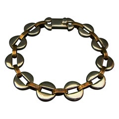 T. Calos, Pulsera de mediados de siglo en plata de ley y cobre, México, circa 1960