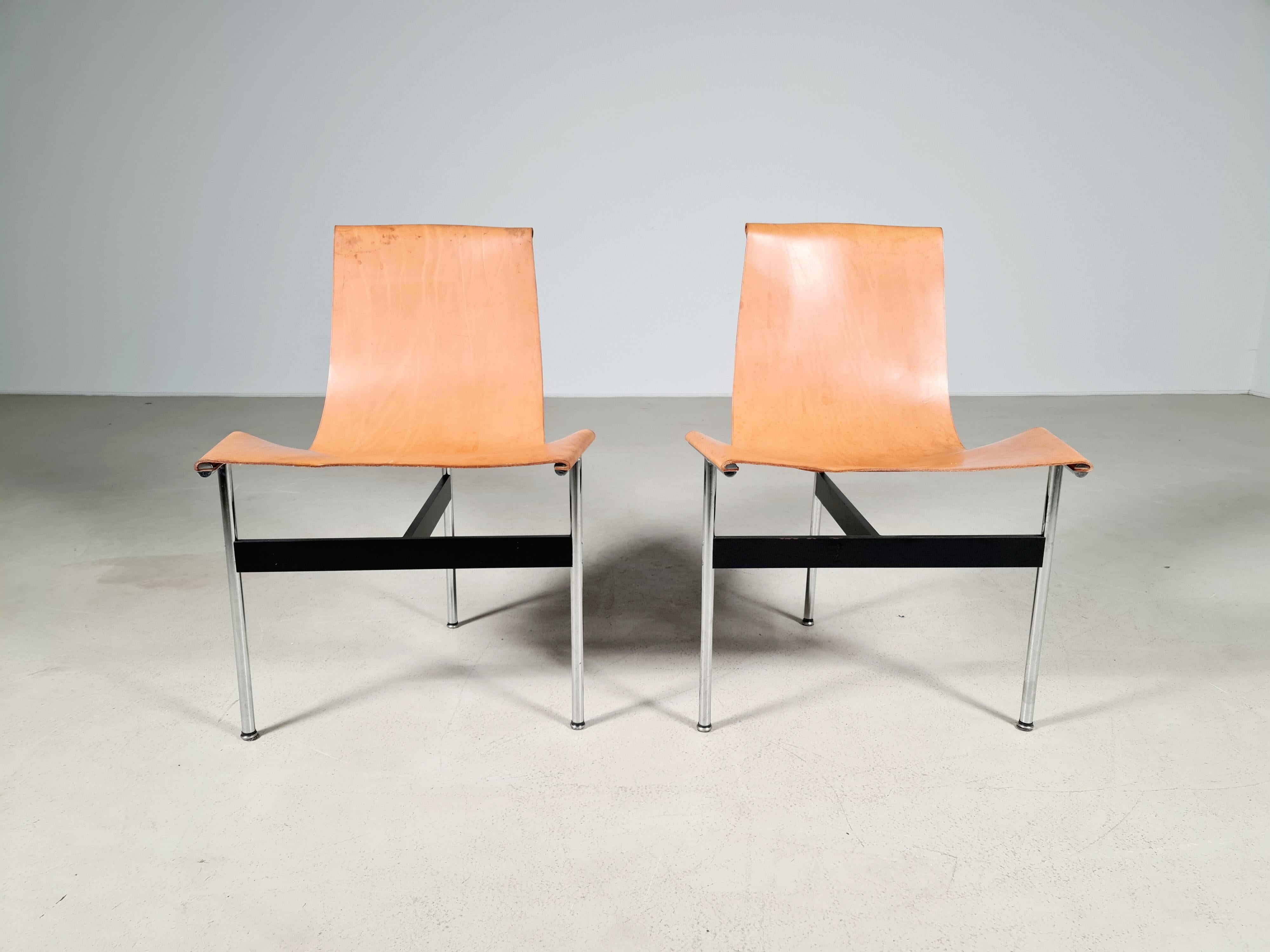 Leather T-Chairs by Katavolos, Littell and Kelley for ICF Padova, 1960s