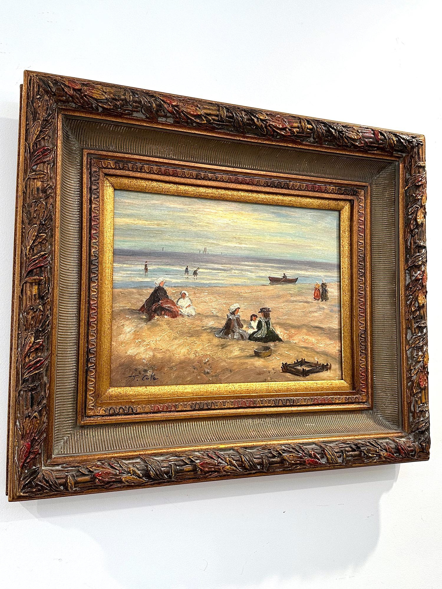 „Beach-Szene mit Figuren“, britisches impressionistisches Ölgemälde des 20. Jahrhunderts 8
