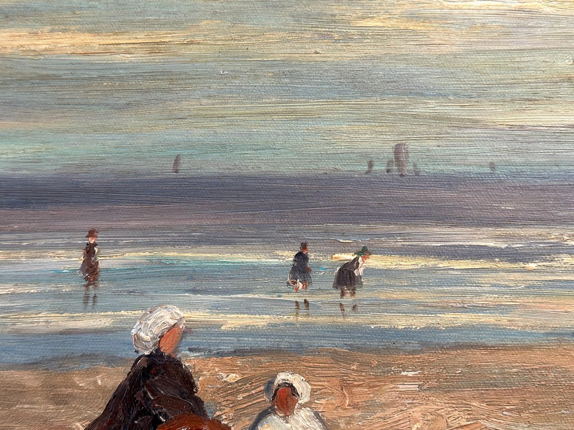 „Beach-Szene mit Figuren“, britisches impressionistisches Ölgemälde des 20. Jahrhunderts 1