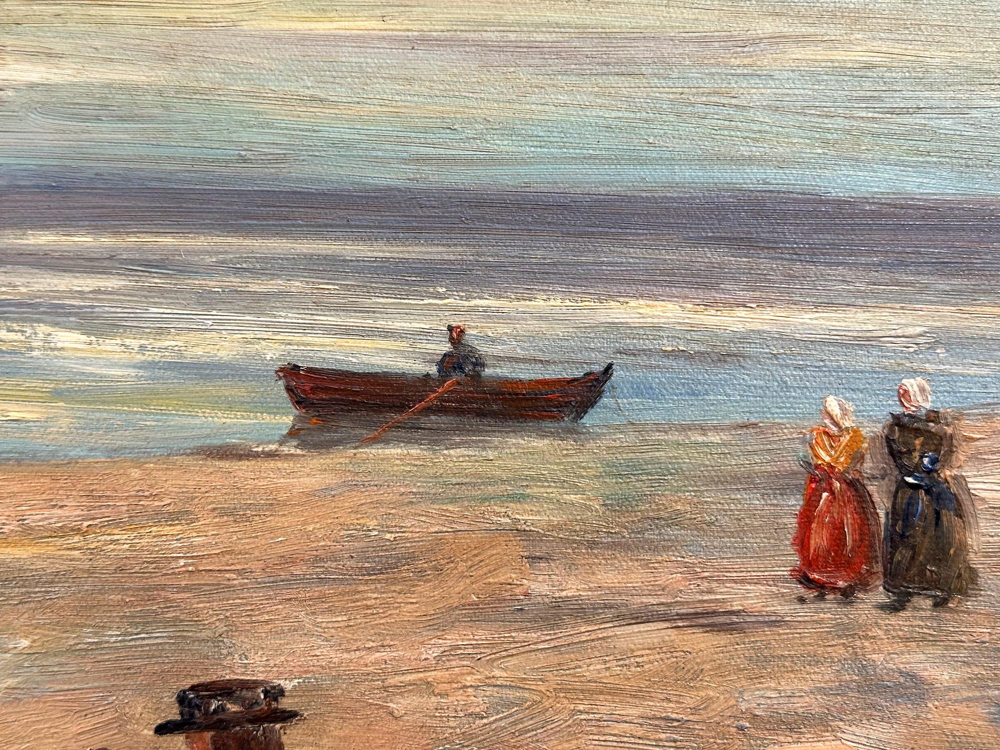 „Beach-Szene mit Figuren“, britisches impressionistisches Ölgemälde des 20. Jahrhunderts 2