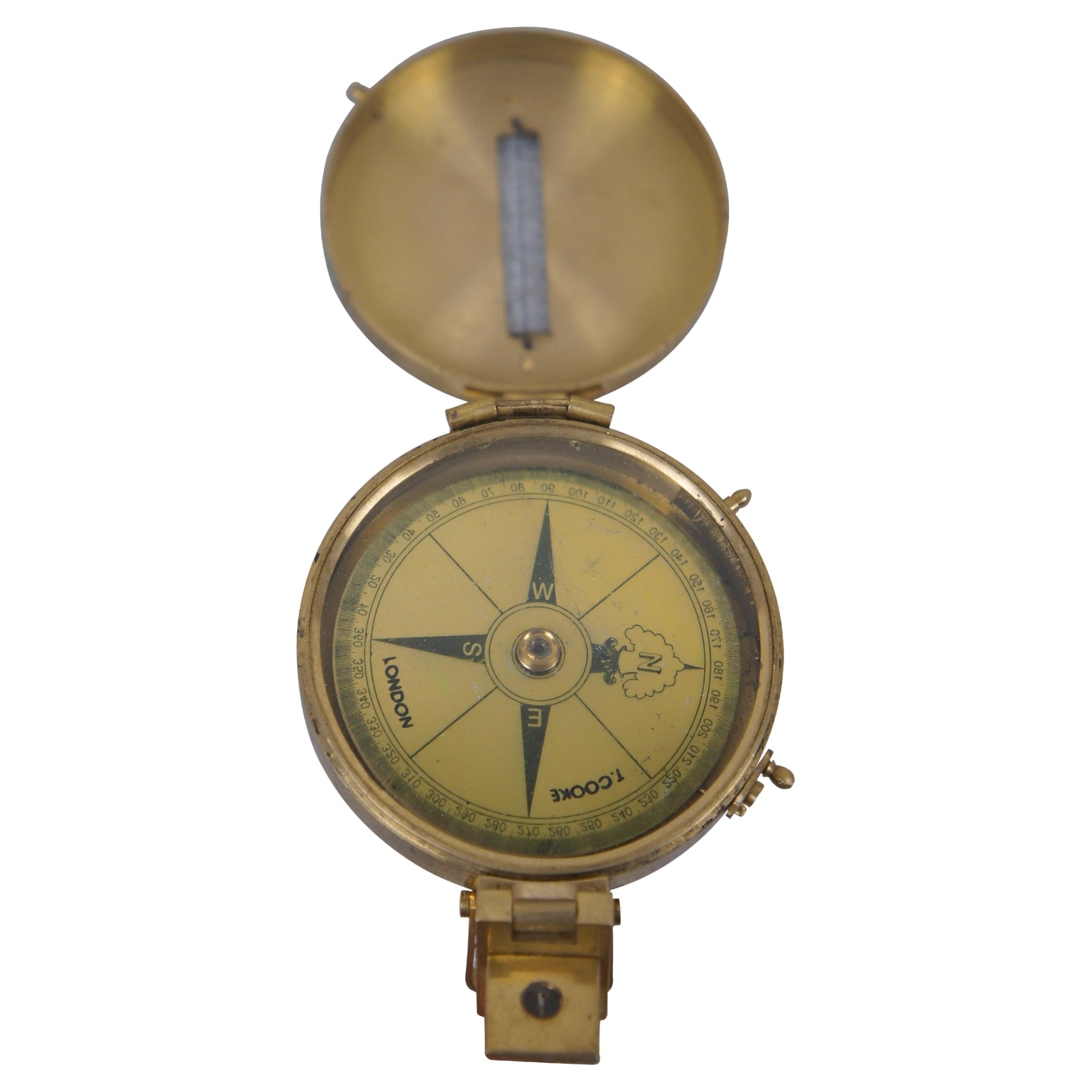 T. Cooke London Brass Prismatic Nautical Maritime Navigation Compass 