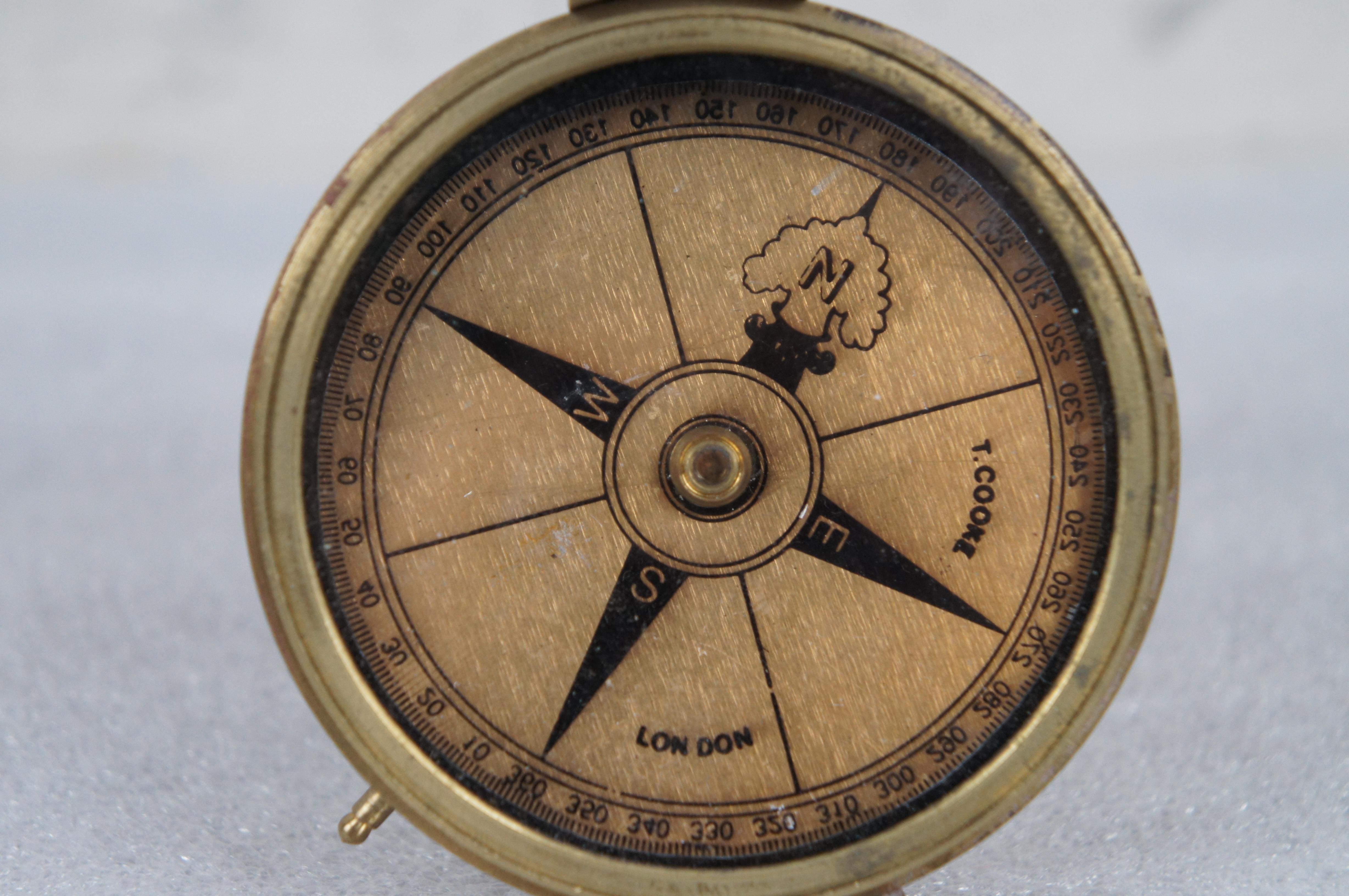 T. Cooke London Messing prismatische nautische Navigation Kompass mit Stand  im Angebot 6