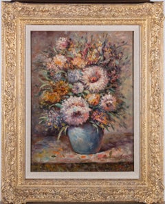 T. Denners - Contemporary Oil, Chrysanthemums in a Vase
