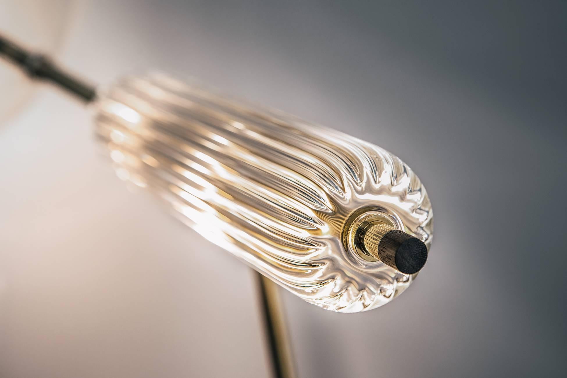 Hand-Crafted T-Double Desk / Table Lamp Adjustable Dimmable and Touch Sensor Brass, Marble