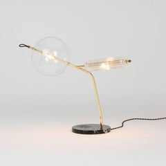 T-Double Desk / Table Lamp by Silvio Mondino Studio Brass, Marble