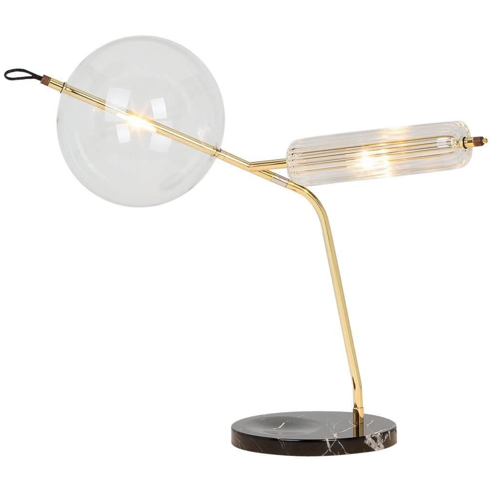 T-Double Desk / Table Lamp Adjustable Dimmable and Touch Sensor Brass, Marble 