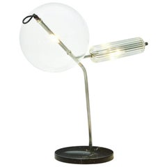 T-Double Special Marble Base Table Lamp in Silver Tarnished Brass Finish