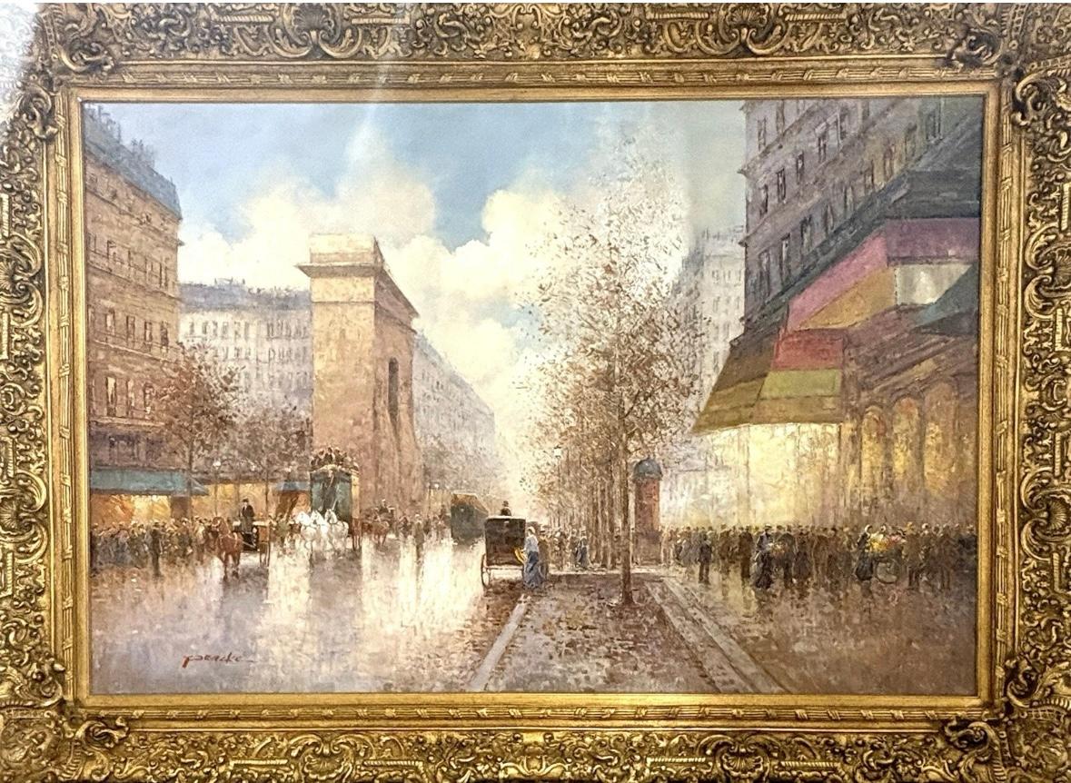 T.E. Pencke Landscape Painting - “Paris scene” 84x60