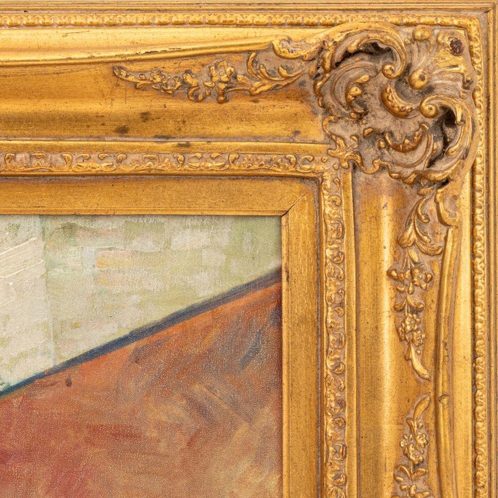 T. E. Pencke (Franzose, geb. 1929), Pariser Straßenszene, Öl auf Leinwand, rechts unten signiert, Rahmen aus Goldholz. Einige Knicke in der Leinwand an den oberen Ecken. Bild: 23,25