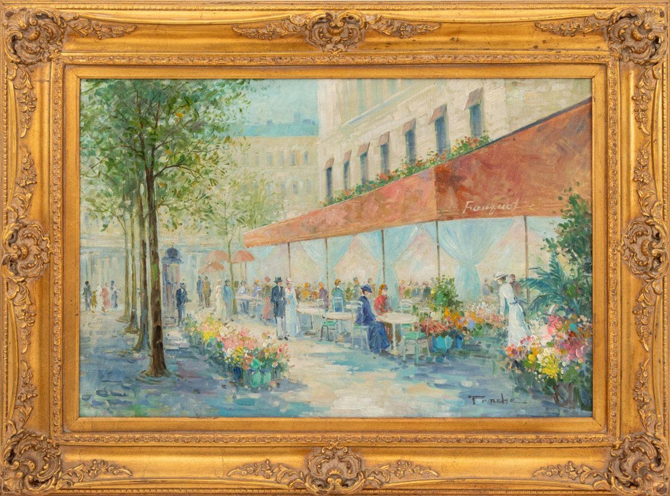 T.E. Pencke Figurative Painting – Straßenszene in Paris