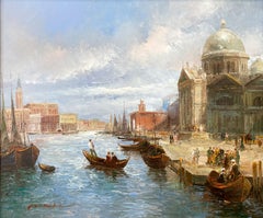 "View of Venice Canal" Orientalist Post-Impressionist Oil Painting on Canvas