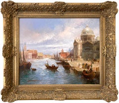 "Vista del canal de Venecia" Pintura al óleo orientalista postimpresionista sobre lienzo