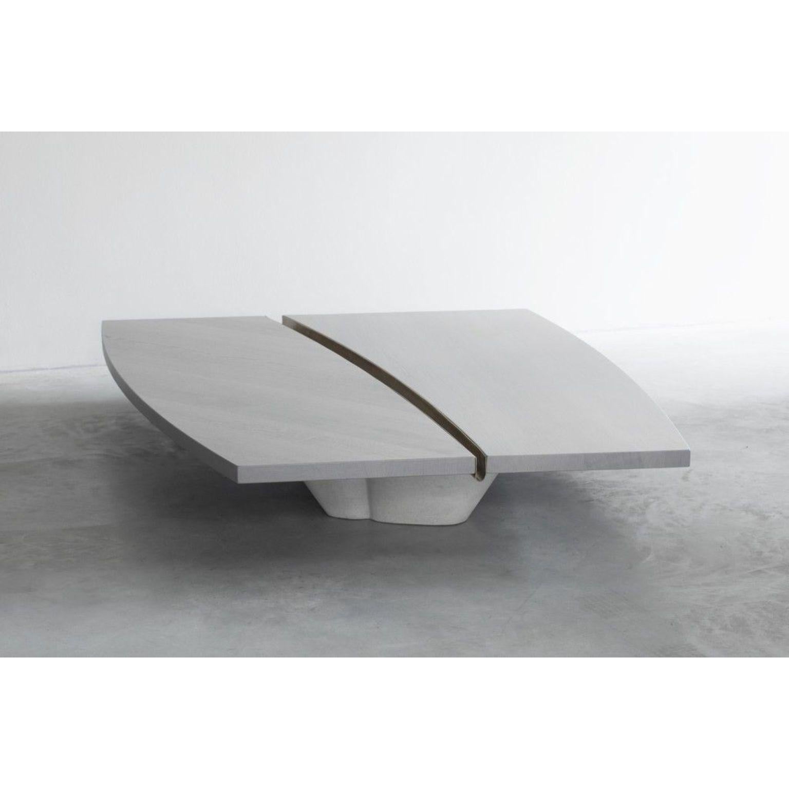 T-Elements low table with concrete bases by Van Rossum
Dimensions: D163 x W124 x H25 cm
Materials: Oak, concrete.

The wood is available in all standard Van Rossum colors, or in a matching finish to customer’s own sample. 

Low-set coffee or