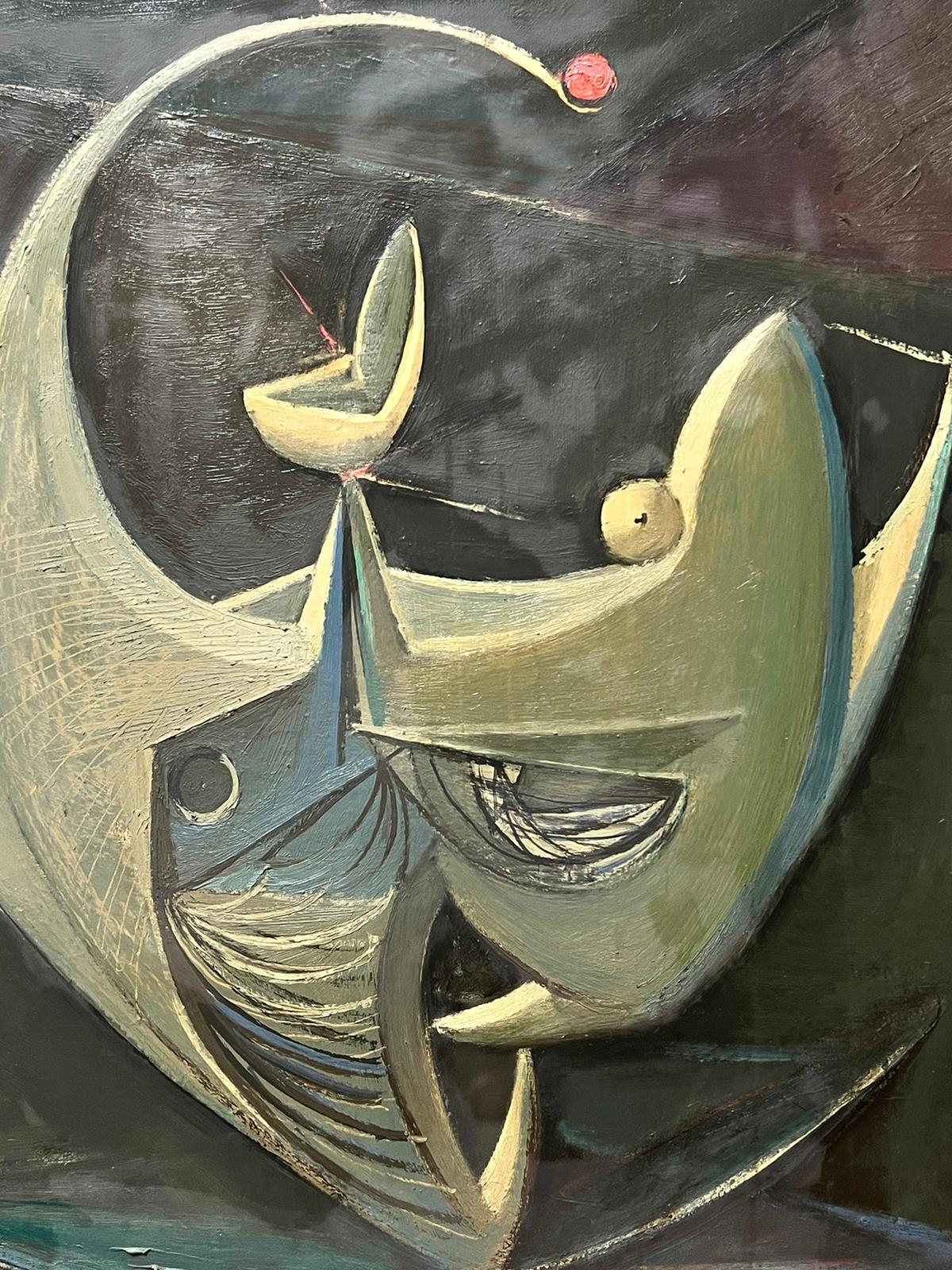 Tristan Fabris 1953, artista surrealista francese
Studio astratto surrealista figurativo
olio su tela, incorniciato
iscritto al verso
incorniciato: 32 x 24 pollici
tela: 31 x 24 pollici
collezione privata, Francia
Il dipinto è in buone condizioni