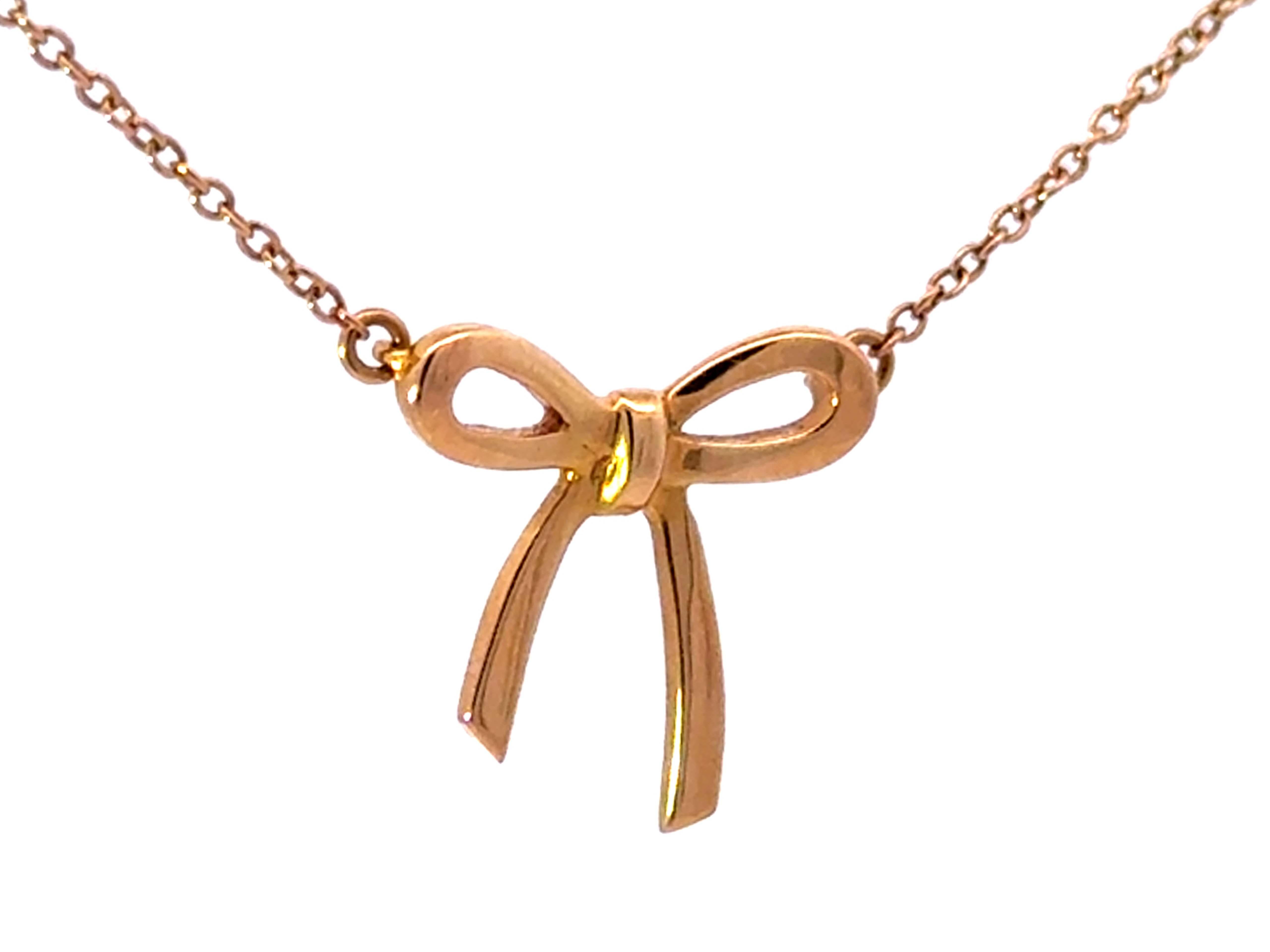 Modern Tiffany Bow Necklace 18k Yellow Gold For Sale