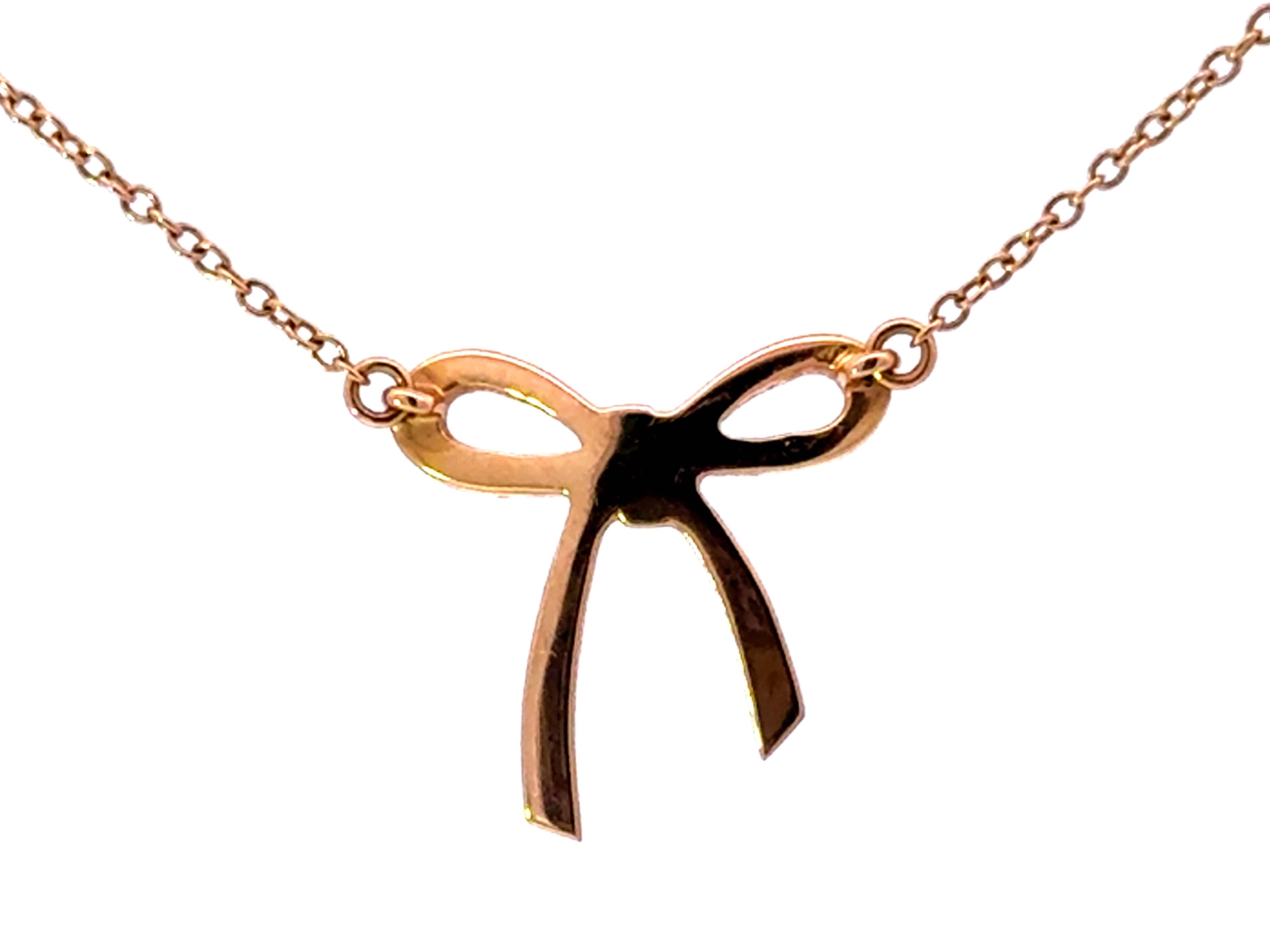 Tiffany Bow Necklace 18k Yellow Gold For Sale 1