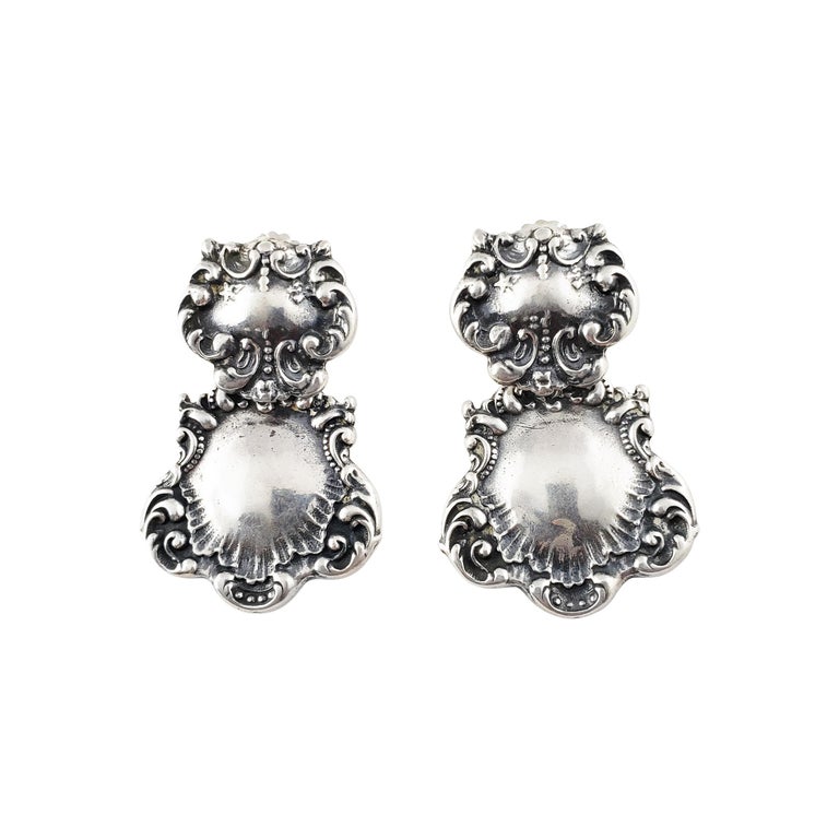 T. Foree Sterling Silver Luggage Tag Repousse Earrings at 1stDibs