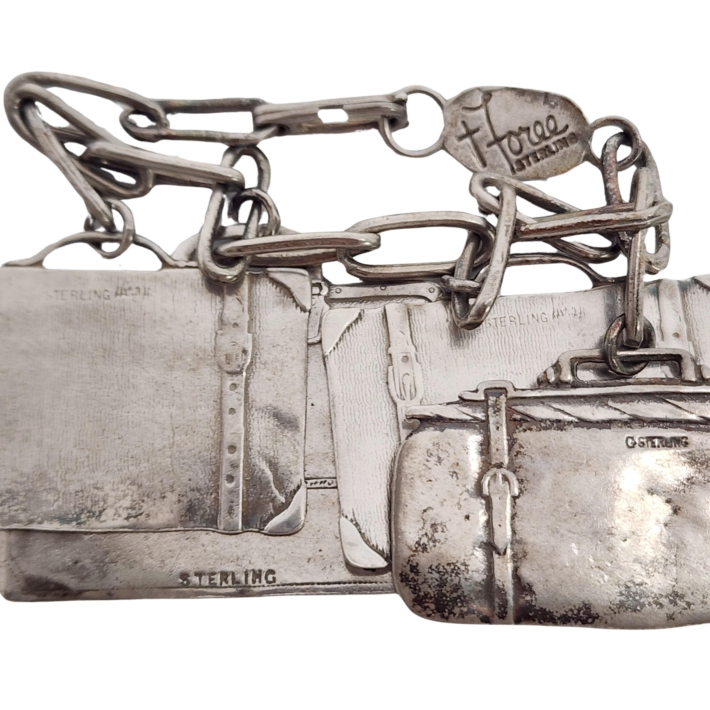 T. Foree Sterling Silver Suitcase/Luggage Charm Bracelet #16051 1