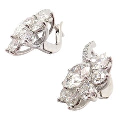 T Foster & Co Flower Diamond Stud Halo Platinum Earrings