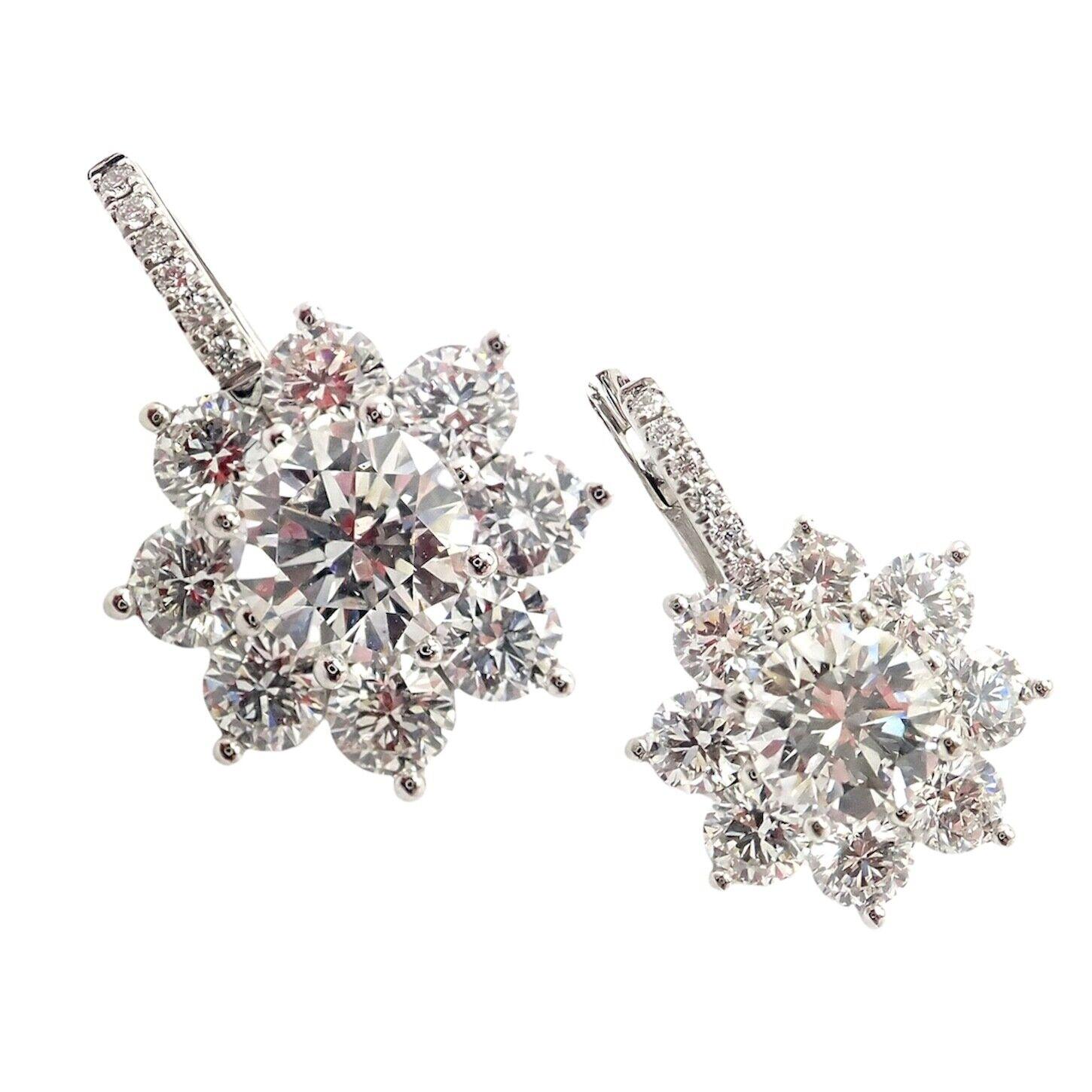 Brilliant Cut T Foster & Co Flower Diamond Stud Halo Platinum Earrings For Sale
