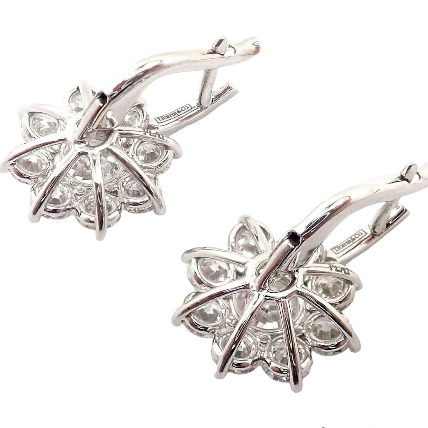Women's or Men's T Foster & Co Flower Diamond Stud Halo Platinum Earrings For Sale