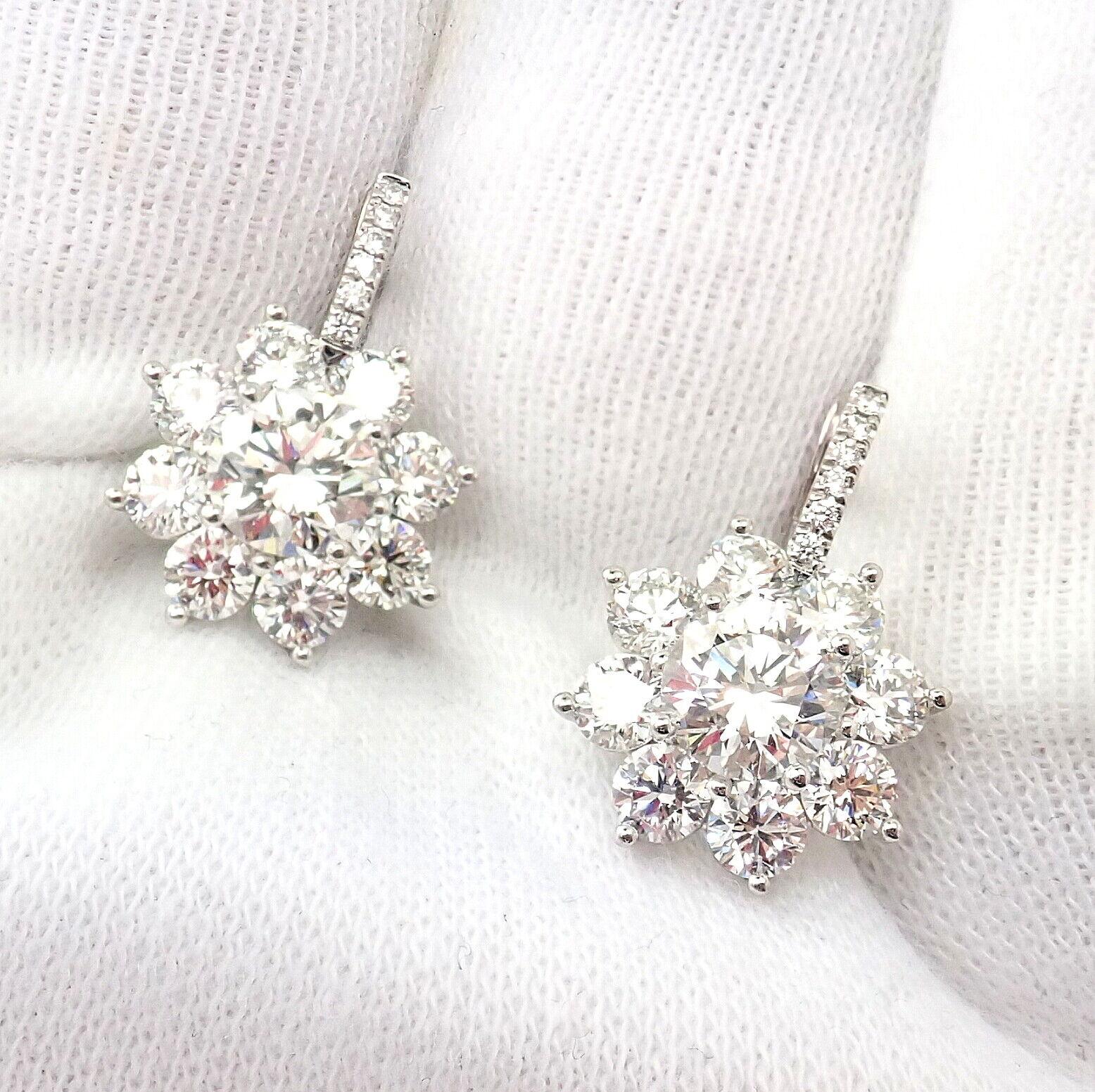 T Foster & Co Flower Diamond Stud Halo Platinum Earrings For Sale 2