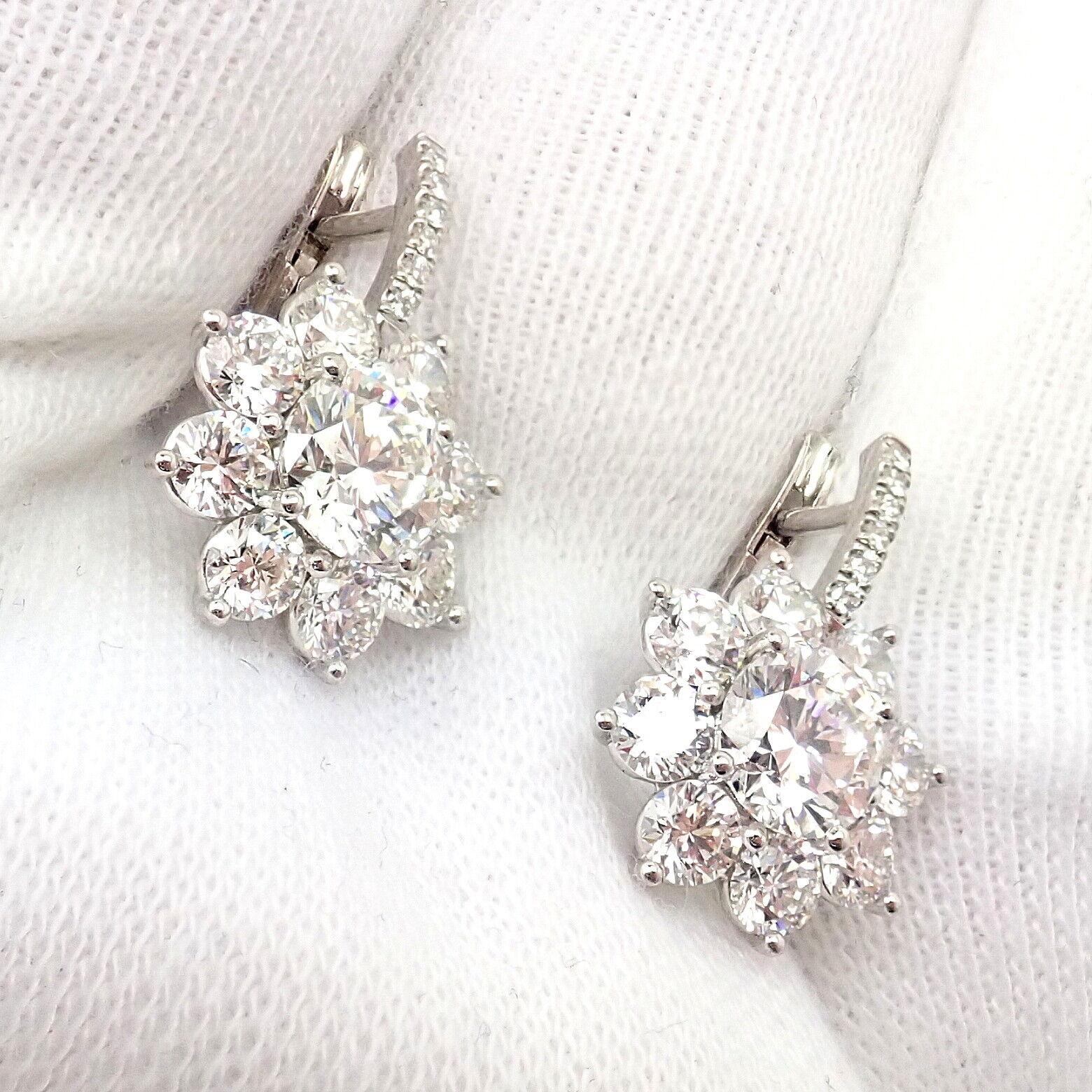 T Foster & Co Flower Diamond Stud Halo Platinum Earrings For Sale 3