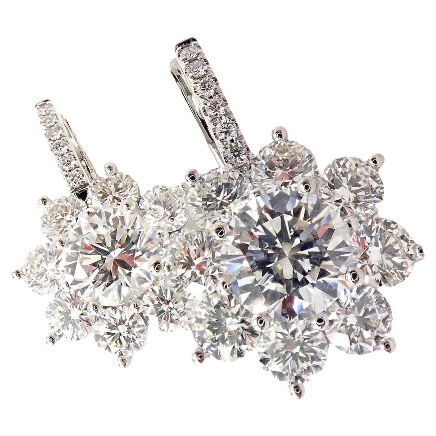 T Foster & Co Flower Diamond Stud Halo Platinum Earrings For Sale