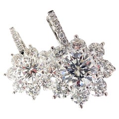 T Foster & Co Flower Diamond Stud Halo Platinum Earrings