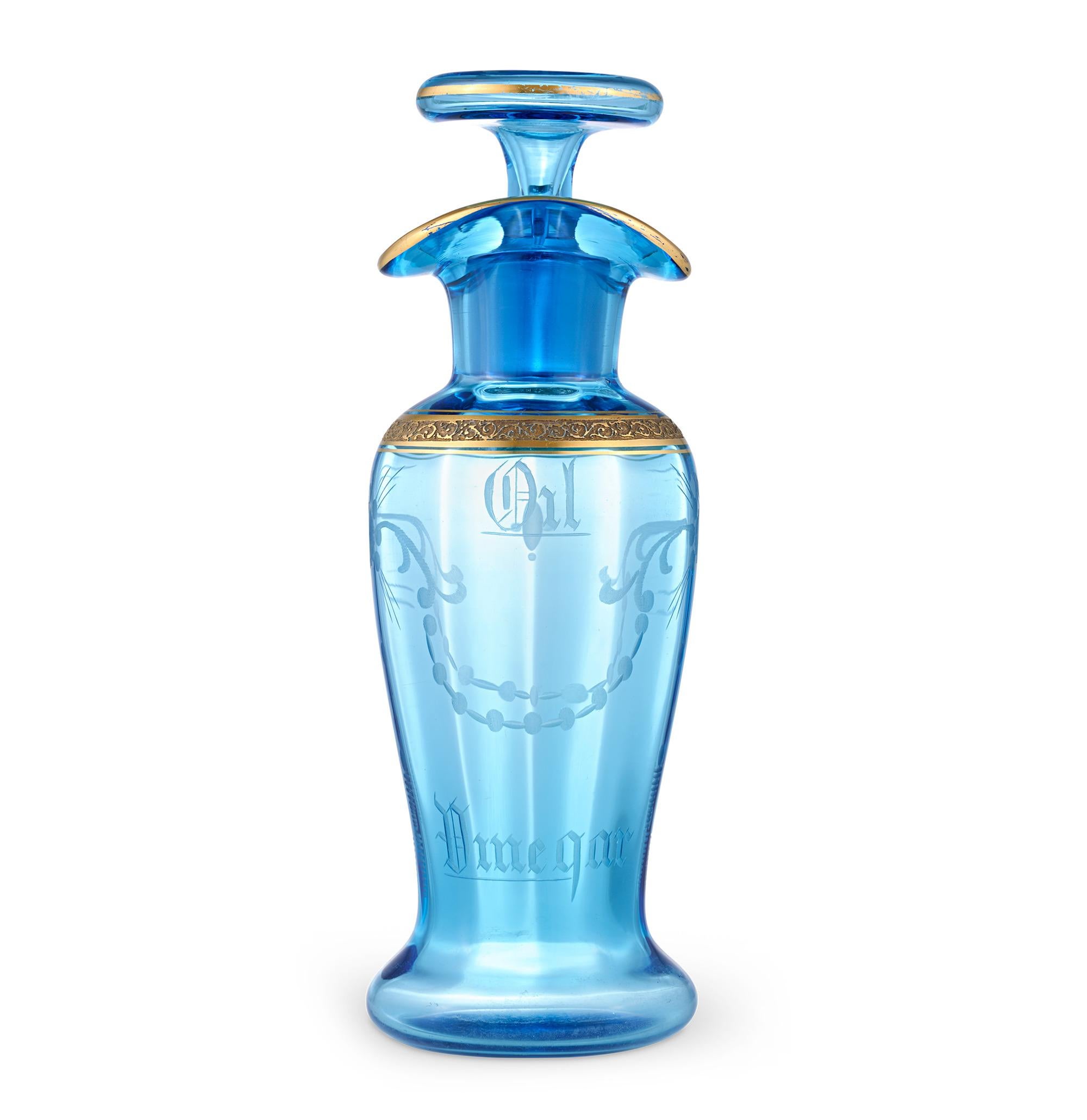 T. G. Hawkes & Co. Botella de vinagreta azul siglo XX en venta