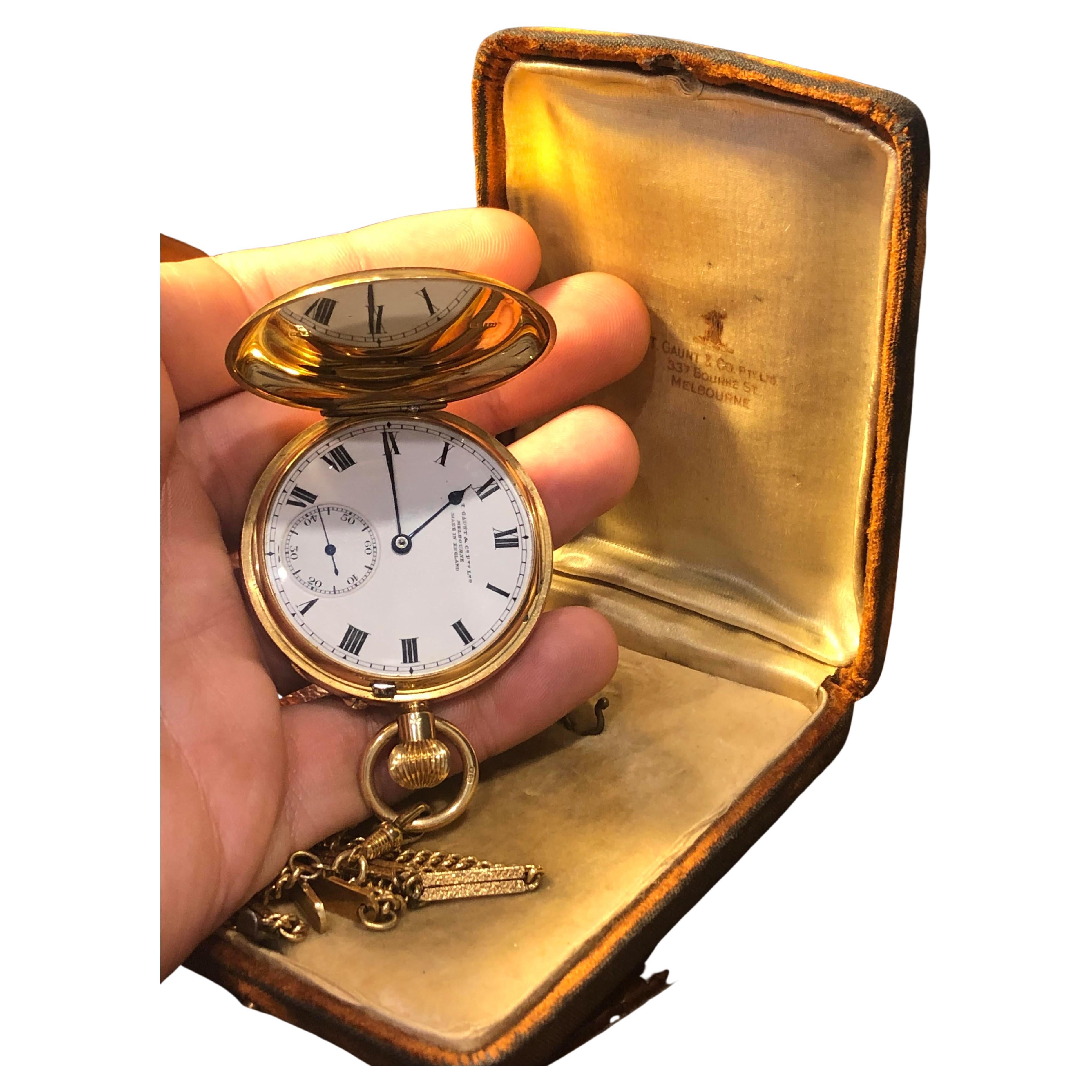 T. Gaunt and Co. 18ct Solid Gold Vintage Pocket Watch For Sale at