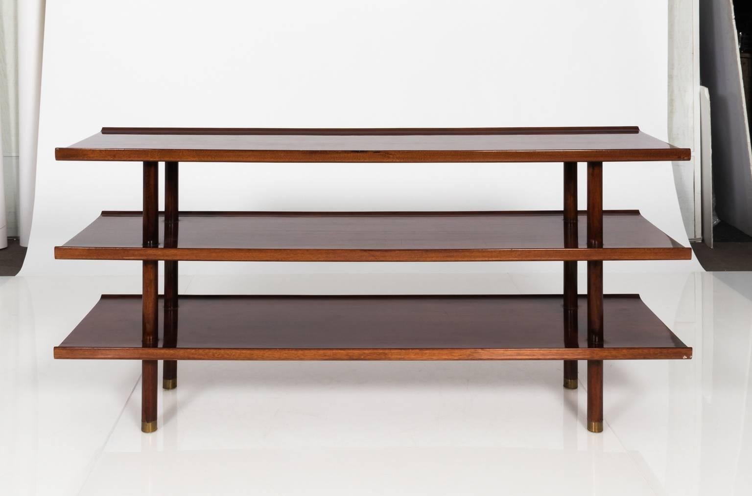 Three-Tier Mahogany Console in the Style of Edward Wormley 9