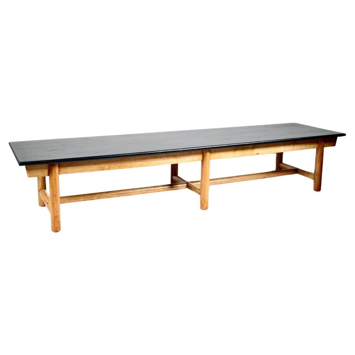 T. H. Robsjohn-Gibbings Style Seven Foot Coffee Table, Bench, 1960's