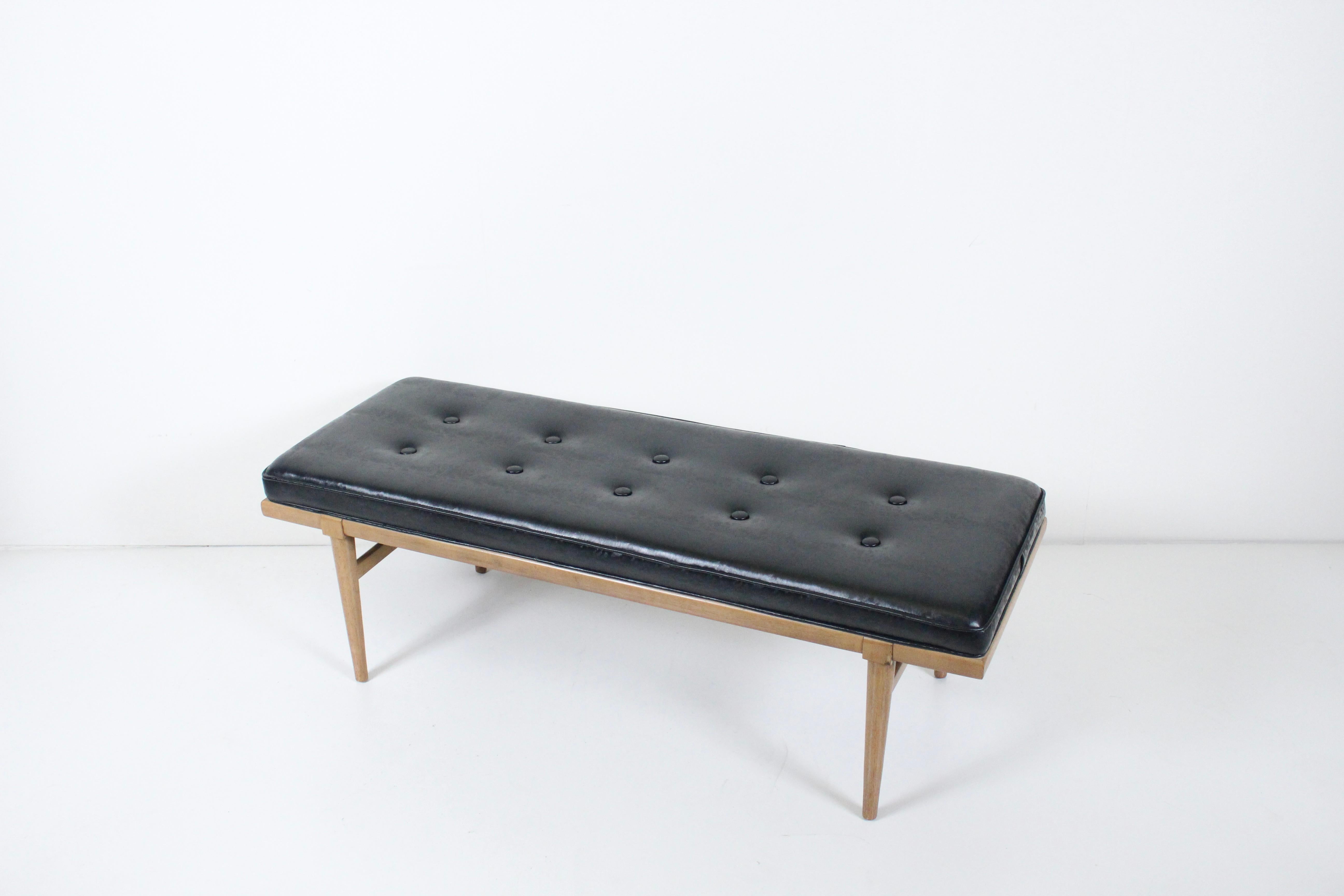 T. H. Robsjohn-Gibbings Bleached Mahogany Button Tufted Bench, 1950's For Sale 2