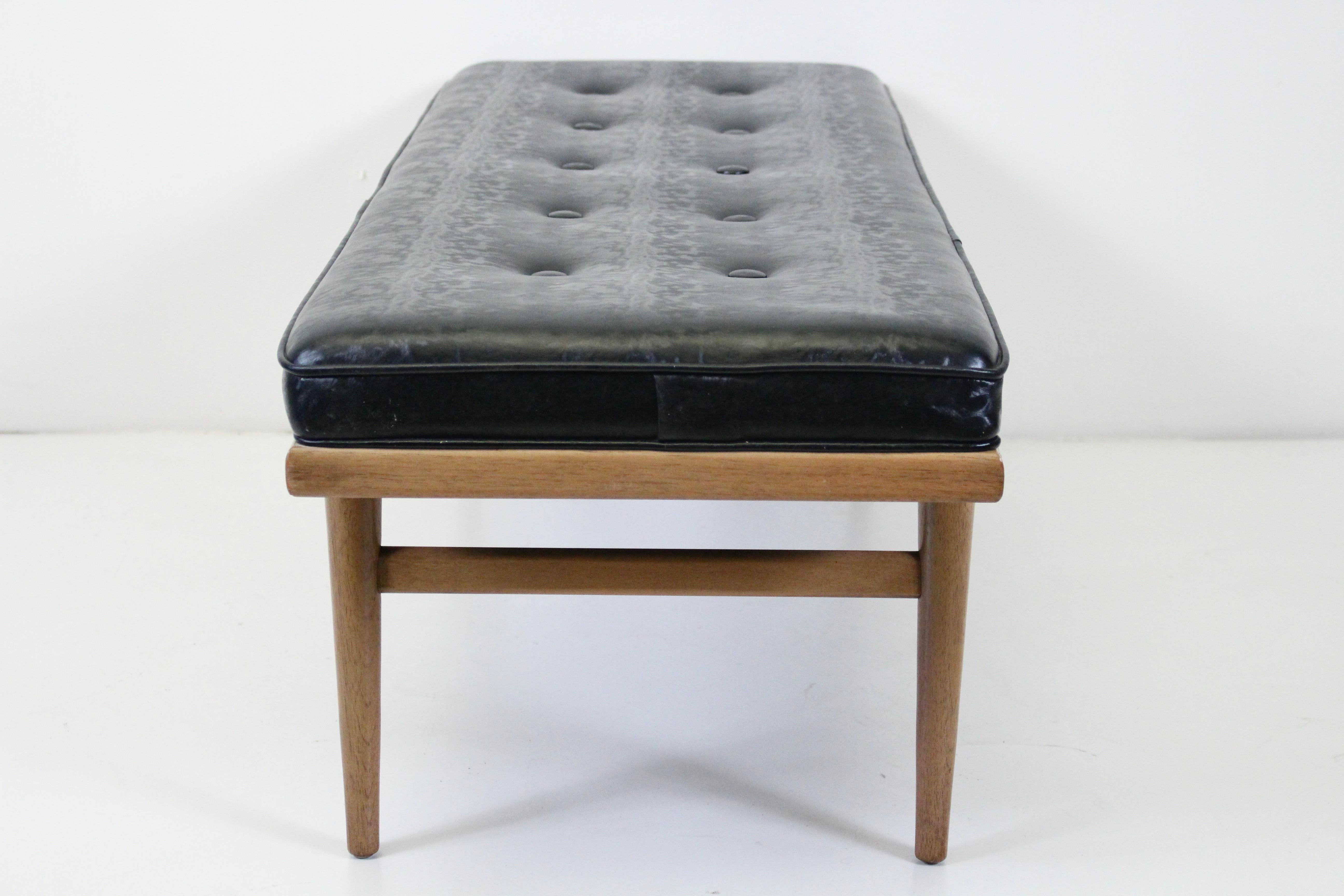T. H. Robsjohn-Gibbings Bleached Mahogany Button Tufted Bench, 1950's For Sale 4