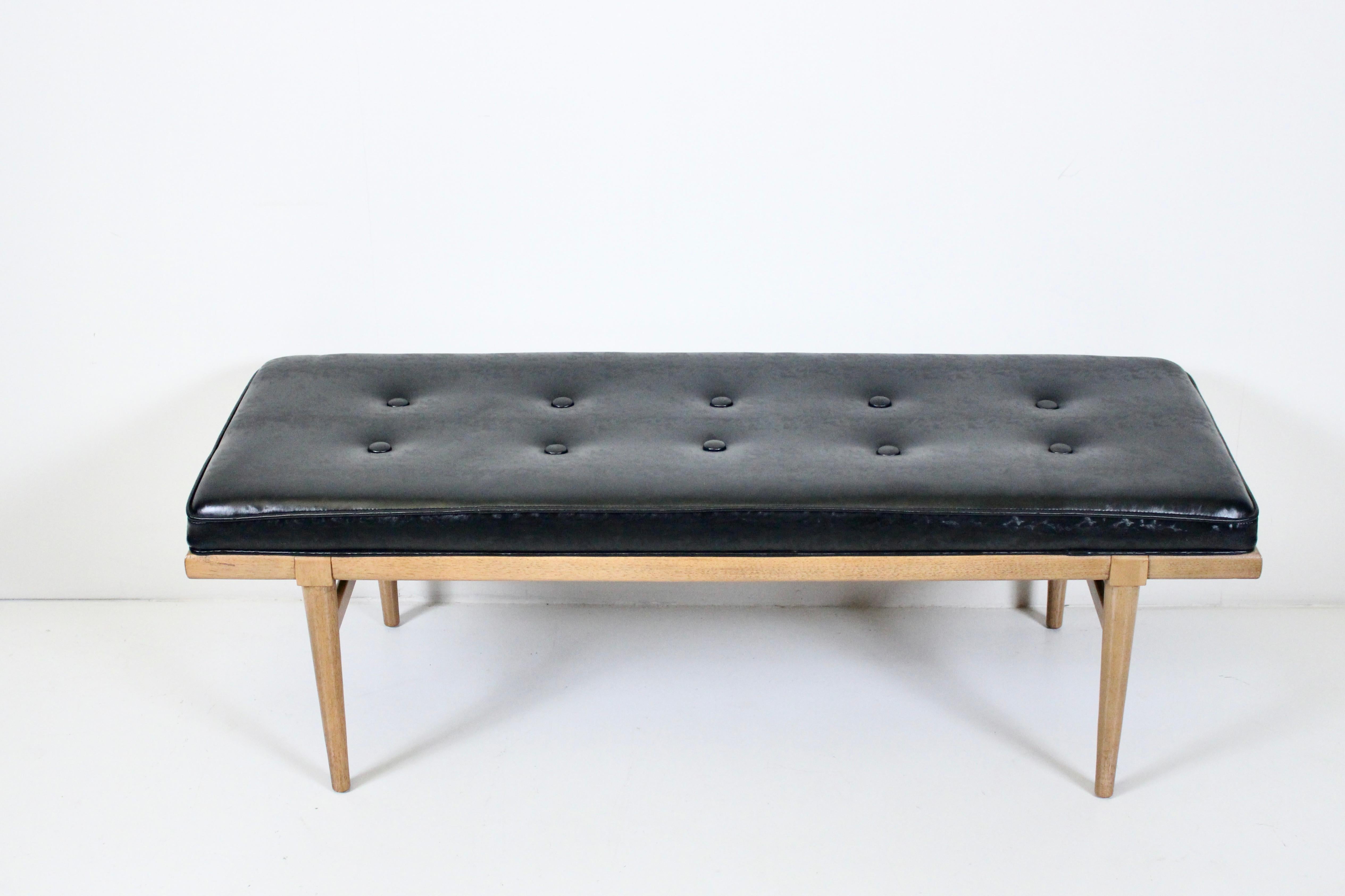 T. H. Robsjohn-Gibbings Bleached Mahogany Button Tufted Bench, 1950's For Sale 10