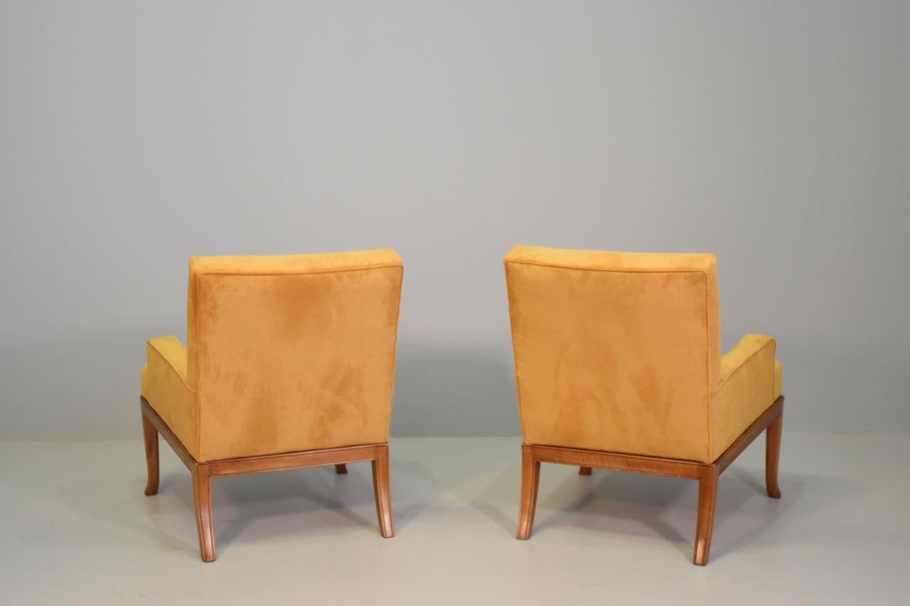Mid-Century Modern T. H. Robsjohn-Gibbings Pair of Armchairswith Original Label For Sale