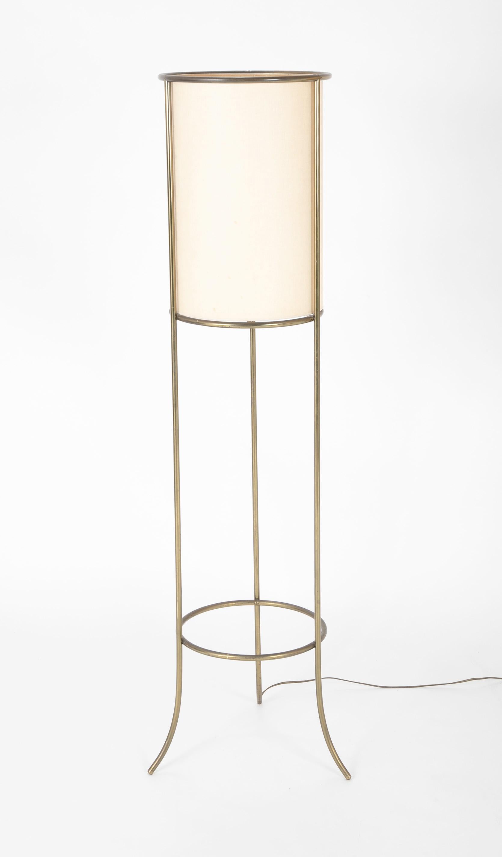 A T. H. Robsjohn-Gibbings for Hansen brass cylinder floor lamp, mid-20th century.