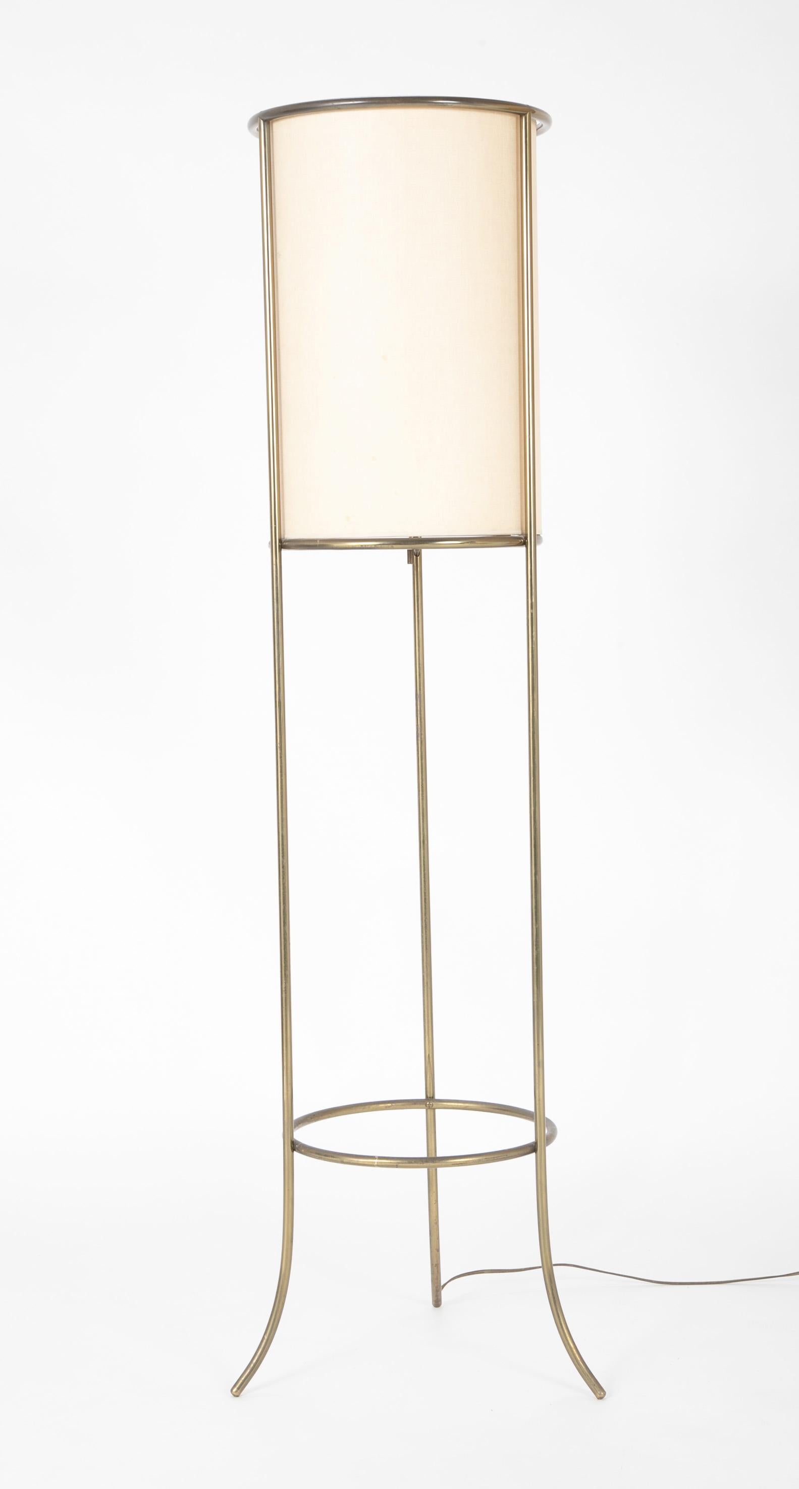Mid-Century Modern T. H. Robsjohn-Gibbings for Hansen Brass Cylinder Floor Lamp For Sale