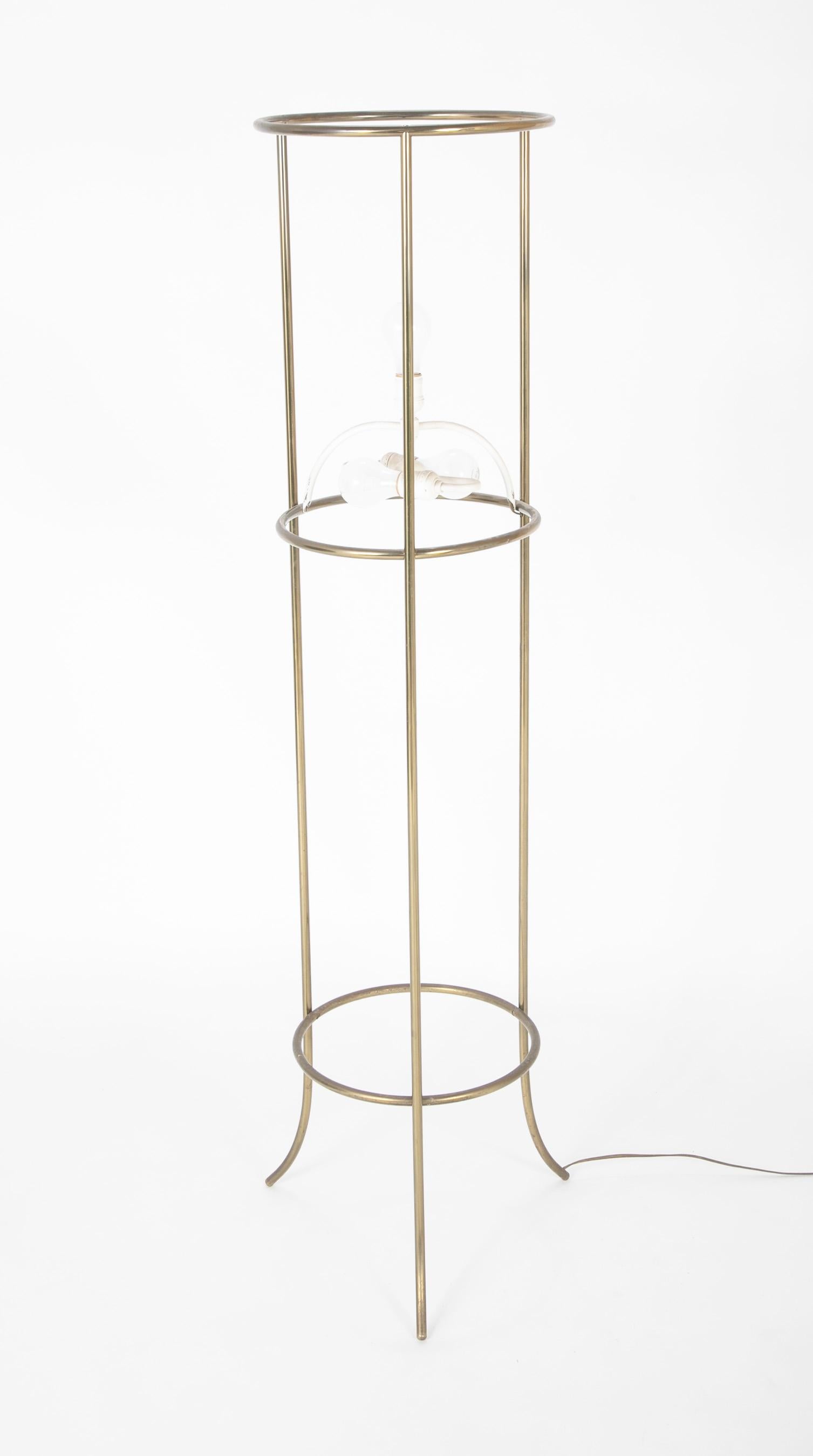 20th Century T. H. Robsjohn-Gibbings for Hansen Brass Cylinder Floor Lamp For Sale