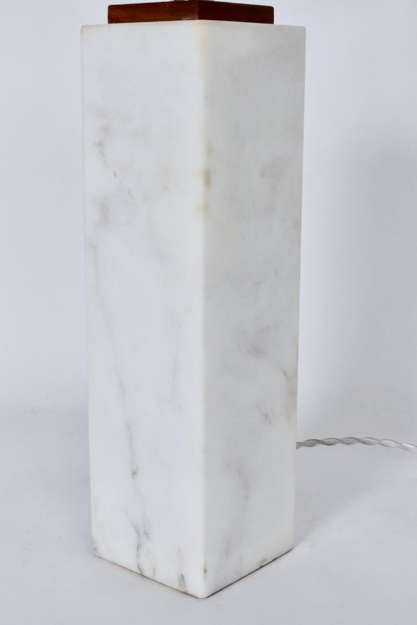 T. H. Robsjohn Gibbings for Hansen Lighting White Block Marble Table Lamp, 1950s For Sale 3
