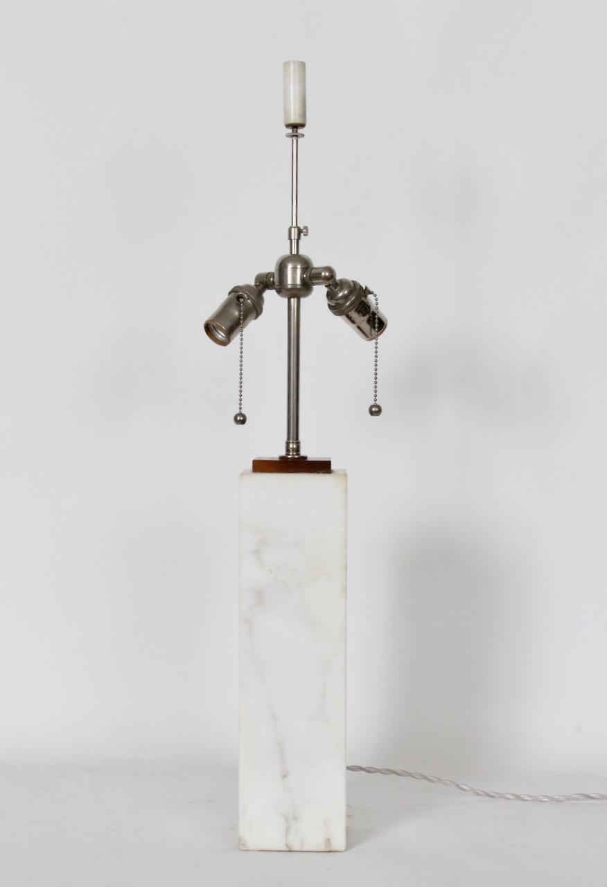 T. H. Robsjohn Gibbings for Hansen Lighting White Block Marble Table Lamp, 1950s For Sale 4