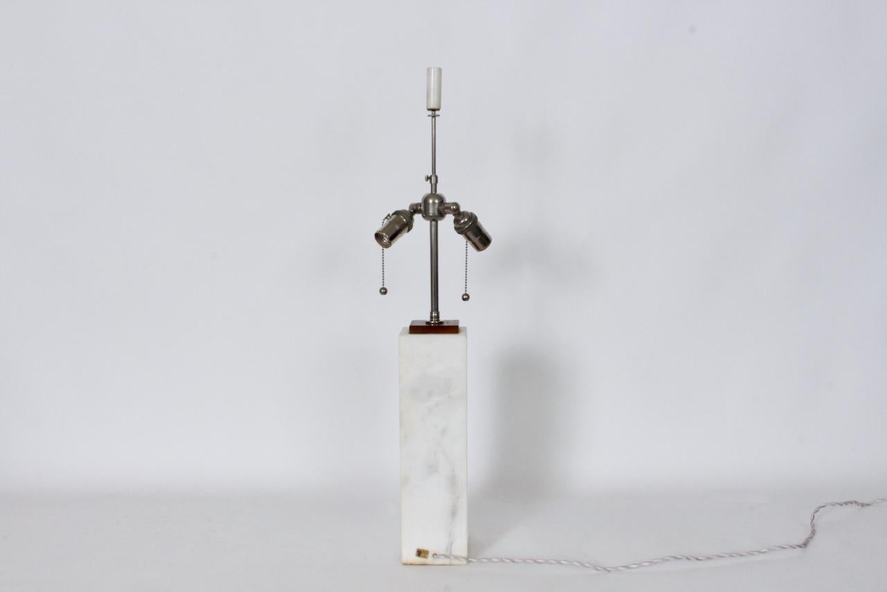American T. H. Robsjohn Gibbings for Hansen Lighting White Block Marble Table Lamp, 1950s For Sale
