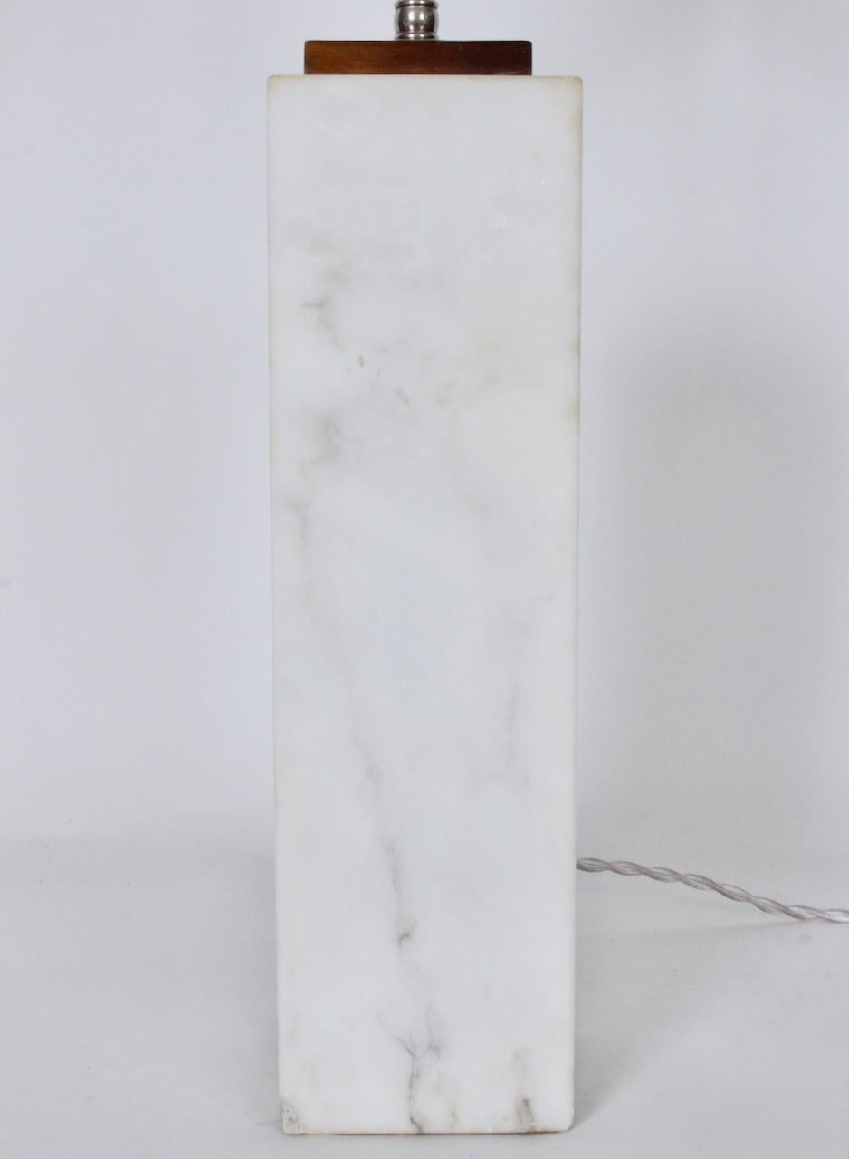 T. H. Robsjohn Gibbings for Hansen Lighting White Block Marble Table Lamp, 1950s For Sale 1