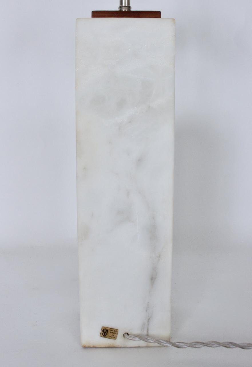 T. H. Robsjohn Gibbings for Hansen Lighting White Block Marble Table Lamp, 1950s For Sale 2