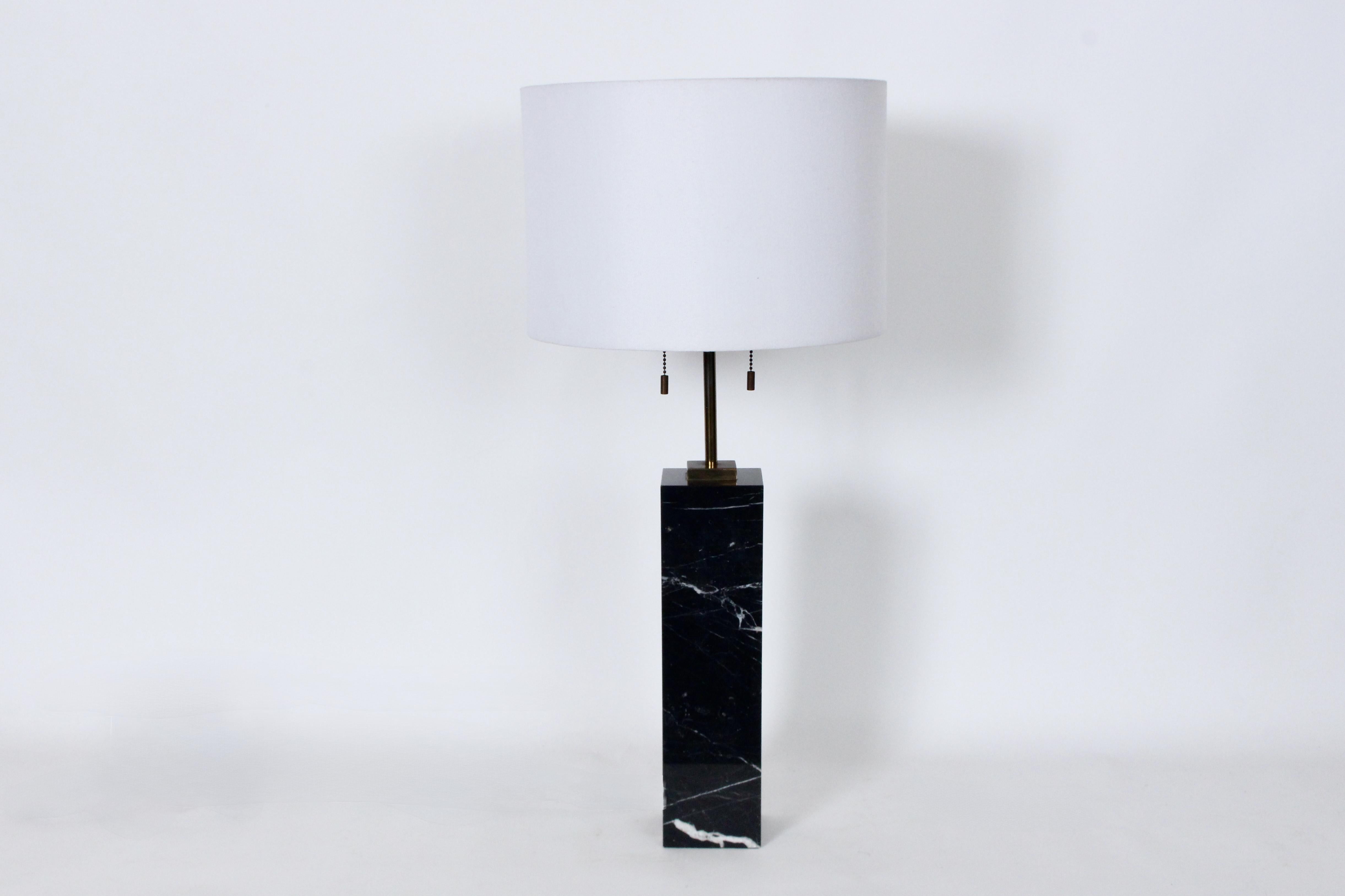 T. H. Robsjohn Gibbings for Hansen White Veined Black Block Marble Table Lamp en vente 11
